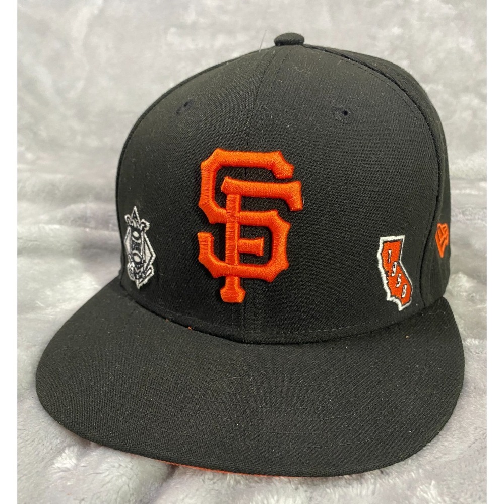 New Era 59FIFTY San Francisco Giants Fitted Hat 7 5/8 Black Orange Baseball 1958